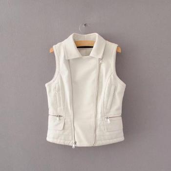 VOGUEIN Women's Black/White Faux Leather Vest