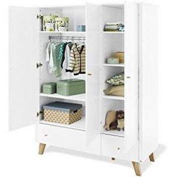 Armadio Pan, 3 ante e 2 cassetti, bianco