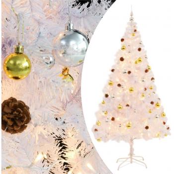 VidaXL Árbol de Navidad Artificial con Bolas y Luces LED Blanco 210 cm