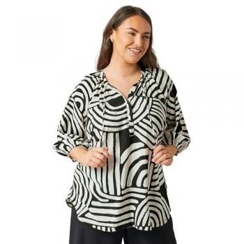 Classic Black Tie Neck Blouse – Women’s, Size 26-28