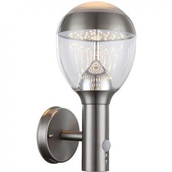Applique murale extérieure 11,5 W LED, détecteur de mouvement, finition inox claire – Globo 34250S Callisto