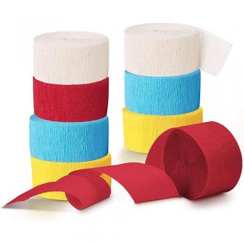 12pcs Red Blue Yellow Crepe Paper Streamers