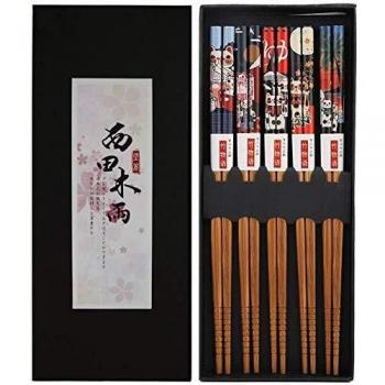 Bosdontek 5 Bacchette per Sushi in Cofanetto Elegante