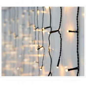 Rideau LED extérieur de 3 m – Carambano (câble noir), blanc chaud – Techbrey