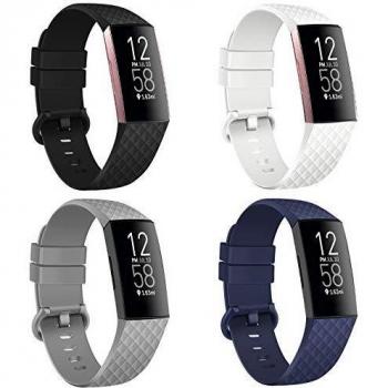 Silicone FitBand Set – 4 Stück – Kompatibel mit Fitbit Charge 3/4/SE