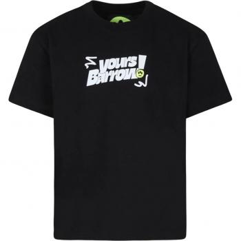 Barrow T-shirt nera bambino in cotone con maxi logo posteriore, Taglia 12