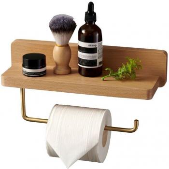 Ahlsen Self‑Adhesive Double TP Holder – Beech Finish