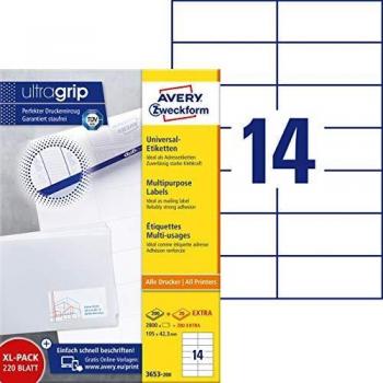 Avery Zweckform 3653 Universal Labels for Laser and Inkjet Printers