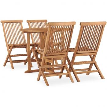 5-Piece Solid Teak Wood Outdoor Dining Set