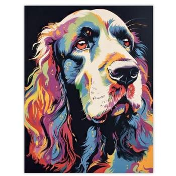 Vibrant Cocker Spaniel Head Print – Colourful Dog Portrait, Home Decoration