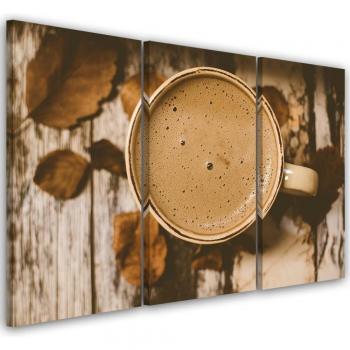 Drie-delige Canvasprint Café Vintage Retro 60x40 Beige