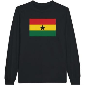 Men's Ghana Flag Long Sleeve T-Shirt – 100% Cotton, Black