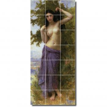 Azulejo cerámico mural William Bouguereau Nudes 24. 18 x 42 cm