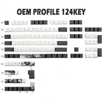 OEM Profile Lotus Ink PBT Dye Subbed Keycaps for MX Switches (GH61, GK61, 68, 980, 108 ISO)