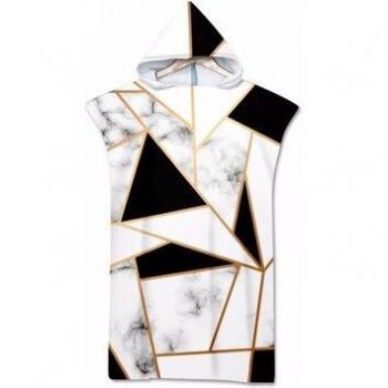 Black White Geometric Hooded Beach Towel