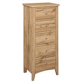 Birlea Hampstead Oak 5 Drawer Tall Narrow Chest of Drawers