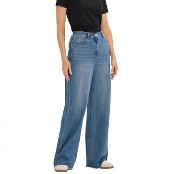 Mega‑Tall Blue Wide‑Leg Women's Jeans – 16XL