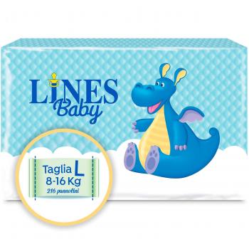 Lines Baby Large 216 Diapers Size 4 (8-16 Kg) Bulk Pack