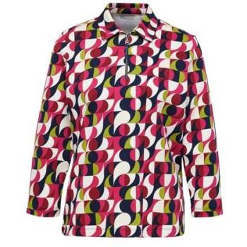 RABE Print-Shirt, geometrisches Design, 3/4-Arm, rot, Gr. 40