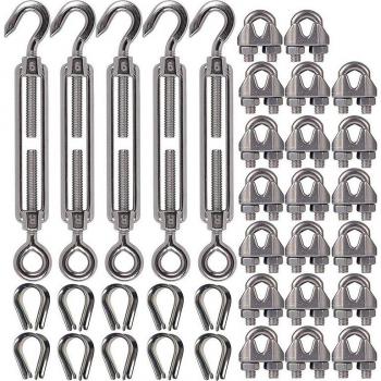 1/8 Inch Cable Railing Kit with 304 Stainless Steel M6 Turnbuckle and M3 Clips
