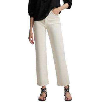 Pantalón Culotte Crudo para Mujer con Bordados y Regular Fit