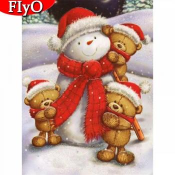 Diamant Malerei Weihnachten Schneemann Bär Strass Kit