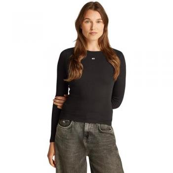 Tommy Jeans T-Shirt Maniche Lunghe Essential R Nero
