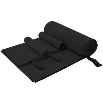 Sports Towel Trio – Black Polyester-Polyamide Set by vidaXL