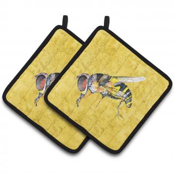 Caroline's Treasures Bee On Yellow Fabric Pot Holders