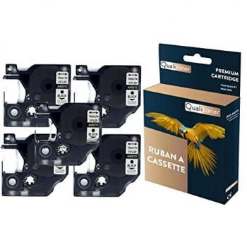 Ruban d'étiquettes QUALITONER noir sur transparent 12mm x 7m
