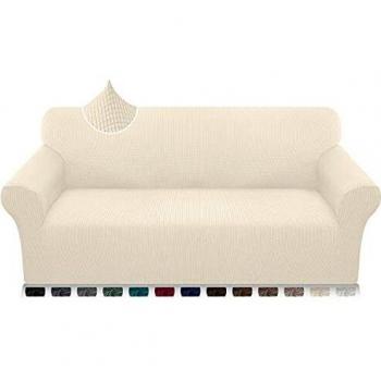 Luxurlife High Stretch Sofa Cover 3 Seater Ultra Soft Couch Cover for Dogs and Kids