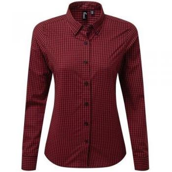 Damen Maxton Gingham Hemd – lange Ärmel, Marine, 2XL