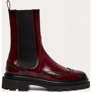Santoni Red Antique Leather Chelsea Boots for Women Size 8 US