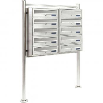 Blocco 10 cassette postali con piede di appoggio in acciaio inox, disposizione 2x5 scomparti – Helloshop26