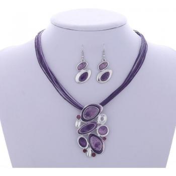 Blue Drip Pendant Necklace and Earring Set for Women