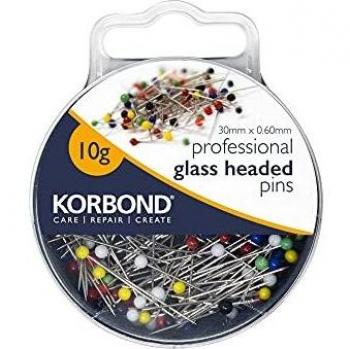 Korbond Professional Quilting Pins – 30mm x 0.6mm Glass Heads (100)