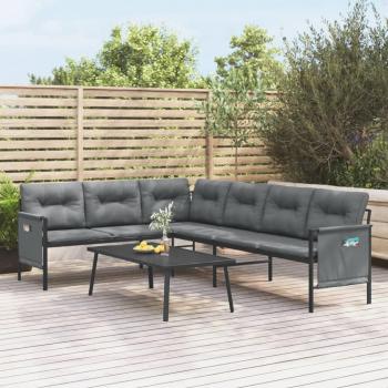 VidaXL Outdoor Corner Lounge Sofa Anthracite Steel and Textilene