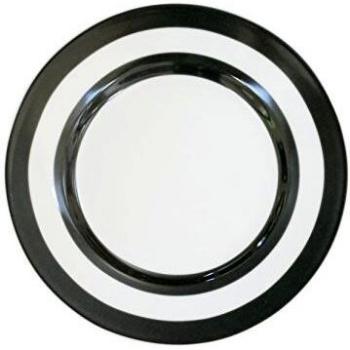 Krasilnikoff Küchenplatte Dessert – Streifenmuster, Porzellan, 20 cm, Weiß/Schwarz