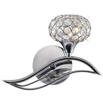 Lámpara de pared Leimo 1 bombilla derecha cromo pulido, cristal
