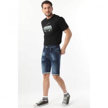 Shorts in denim lavati per uomo blu scuro 34