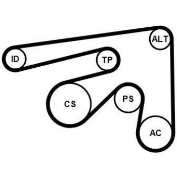 Pack complet de courroies trapézoïdales CONTITECH 7PK2061K1 (pour HONDA CR‑V)