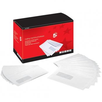Star Mail Machine Envelopes Window Gummed 90gsm C5 White [Pack of 500]
