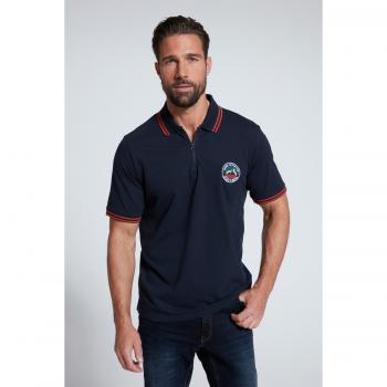 Maglietta polo blu con mezze maniche e zip, Uomo, Cotone, Taglia XXL, JP1880