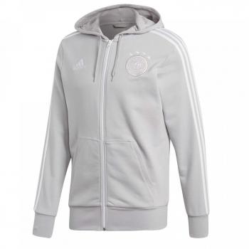 Adidas Herren DFB 3-Streifen Kapuzenjacke, Vollzipper, Grau/Weiß – XS