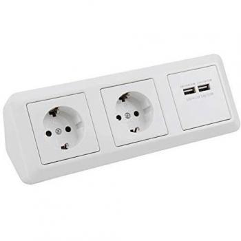 Steckdosenblock 2x Steckdose + 2x USB, ideal für Küche und Büro