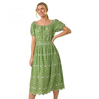 Robe Romane Petit Mot Contraste Brodé 42 Vert