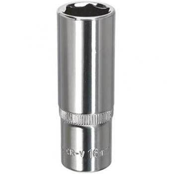 Sealey 3/8″ Drive Polished Deep Hexagon WallDrive Socket – 16 mm Metric