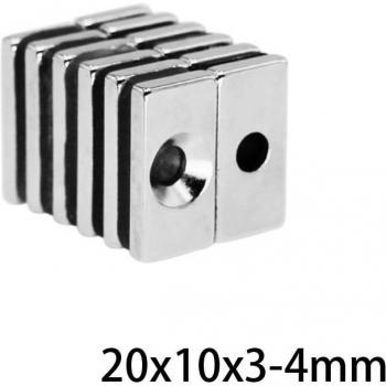 20x10x3-4mm NdFeB Magnet with 4mm Hole
