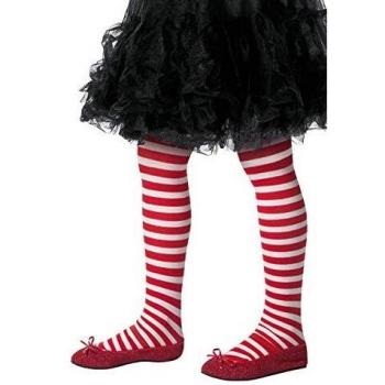 Childs Fancy Dress Tights Red/White Girls Christmas Tights New by Smiffys