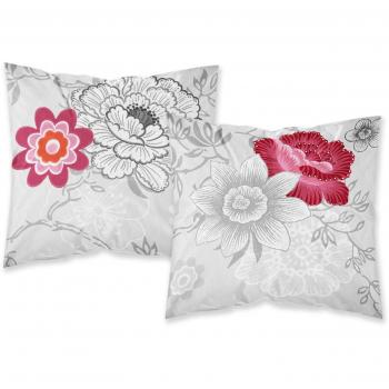 Set de literie Rosa-Parure HC3 Housse de Couette zippée 220x240 + 2 taies d'oreiller, Gris Rose